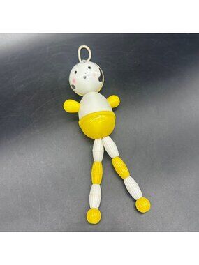 Vintage Doll Baby Girl Toy Yellow White Plastic Mid Century Decor Kitschy 1950s
